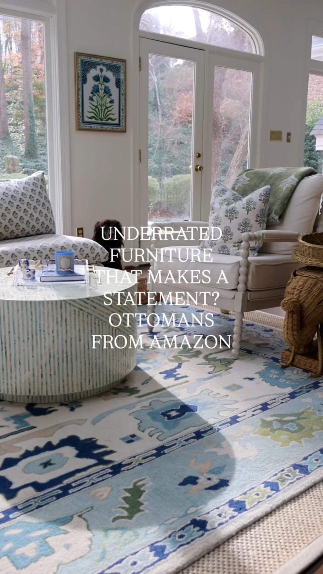 Statement ottomans are a great way to add a pop of color or pattern to your space. I love how easy they are the move around your space as needed  

#LTKHome #LTKSeasonal