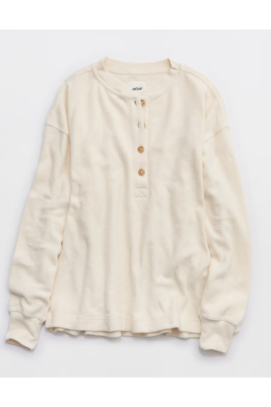 Aerie Sherpa Henley Women's Natural XXS | American Eagle Outfitters (US & CA)