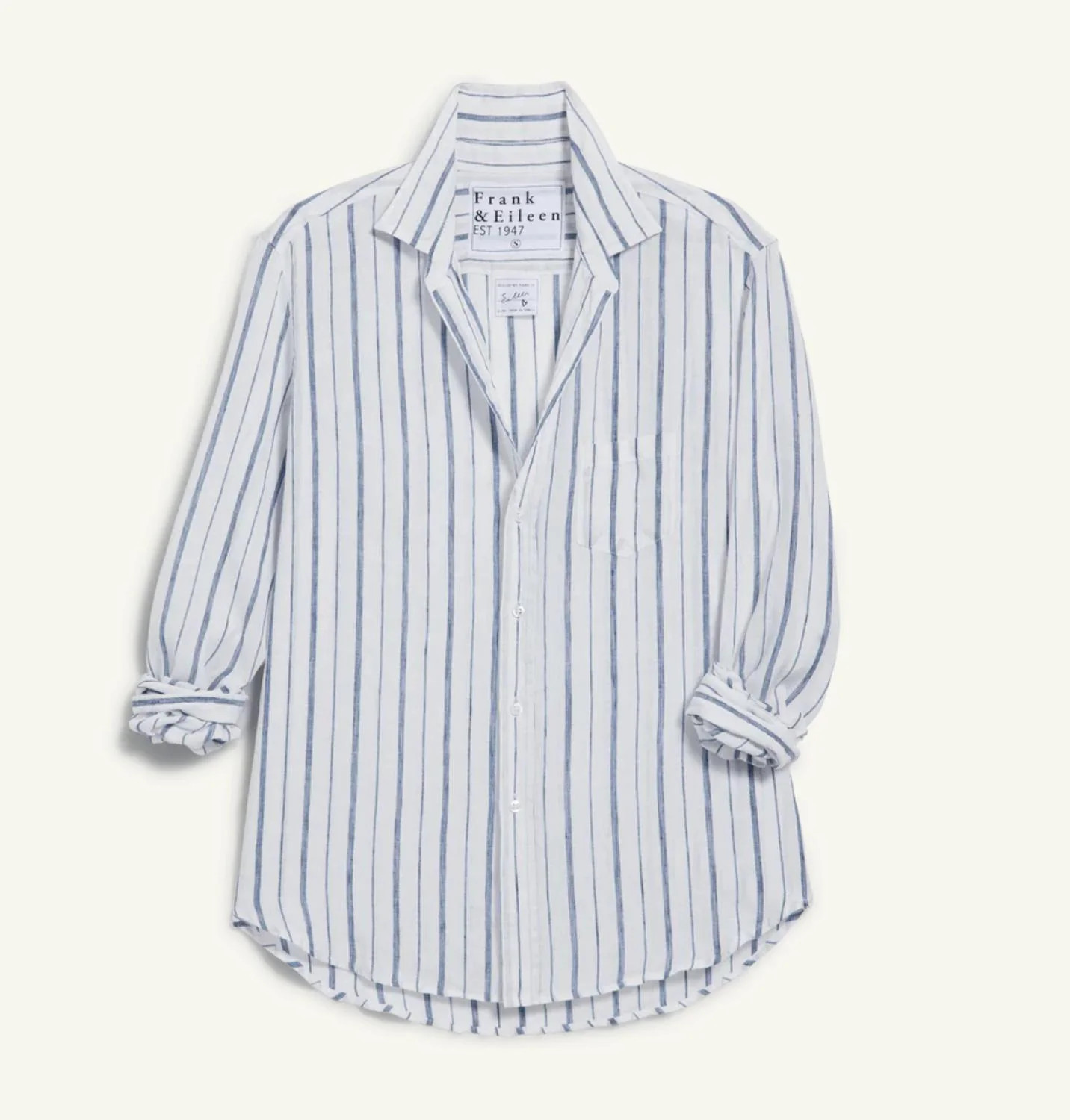 Women's Eileen Relaxed Long Sleeve Shirt In White/navy Stripe | Shop Simon