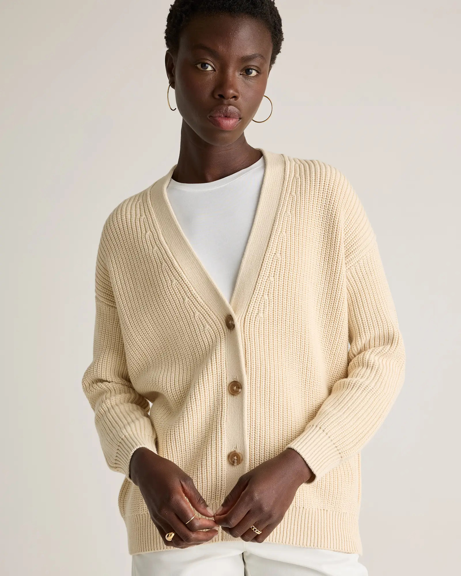 100% Organic Cotton Oversized Boyfriend Cardigan | Quince
