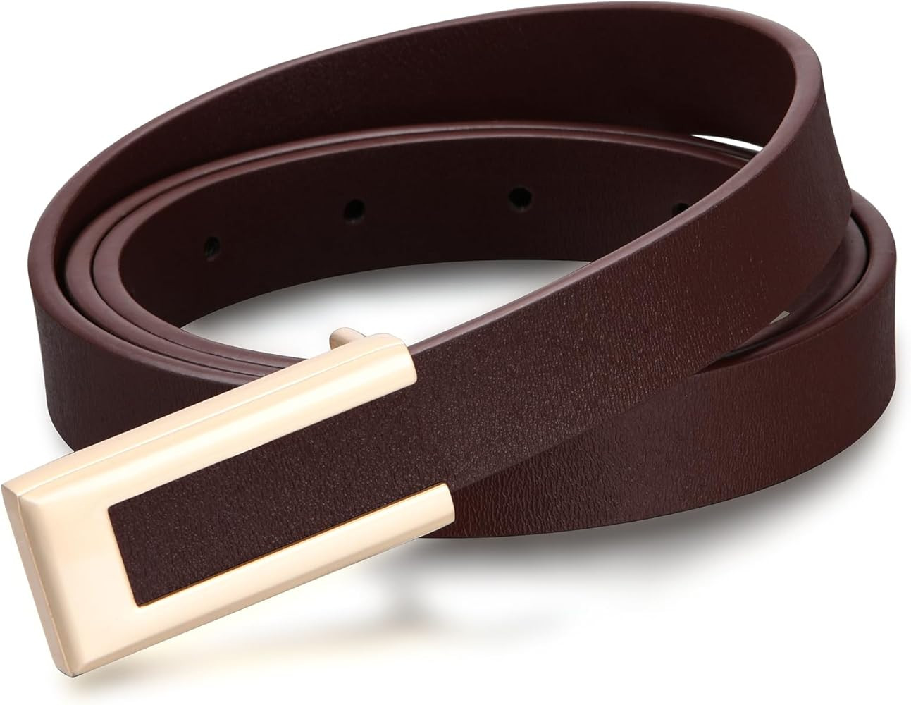 Genuine Leather Belts for Women Skinny Waist Belt for Dresses Jeans Pants with Gold Buckle | Amazon (US)