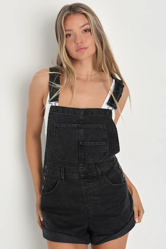 Ziggy Denim Washed Black Shortalls | Lulus