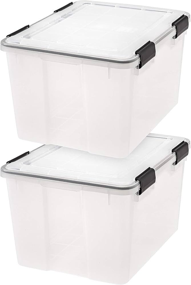 IRIS USA WeatherPro 47 Qt Storage Bins with Lids, 2 Pack, BPA-Free Plastic Gasket Box with Tight ... | Amazon (US)