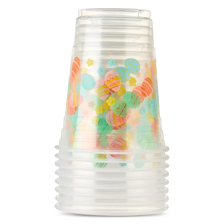 Multicolor Easter Egg Disposable Plastic Cups, 16 fl oz, 8 Count by Way To Celebrate | Walmart (US)