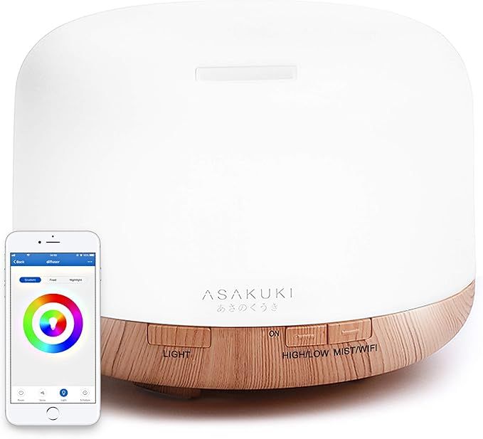 ASAKUKI Smart Wi-Fi Essential Oil Diffuser, App Control Compatible with Alexa, 500ml Aromatherapy... | Amazon (US)