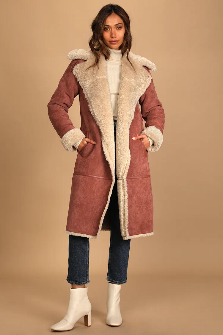 Snuggle Up Rose Faux Suede Coat | Lulus (US)