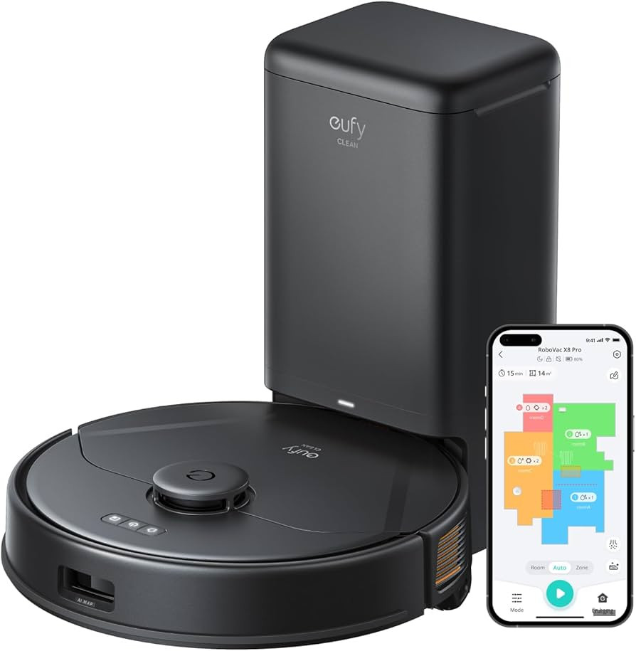 eufy X8 Pro Robot Vacuum Self-Empty Station, Twin-Turbine 2X 4,000 Pa Suction, 45 Days Hands-Free... | Amazon (US)