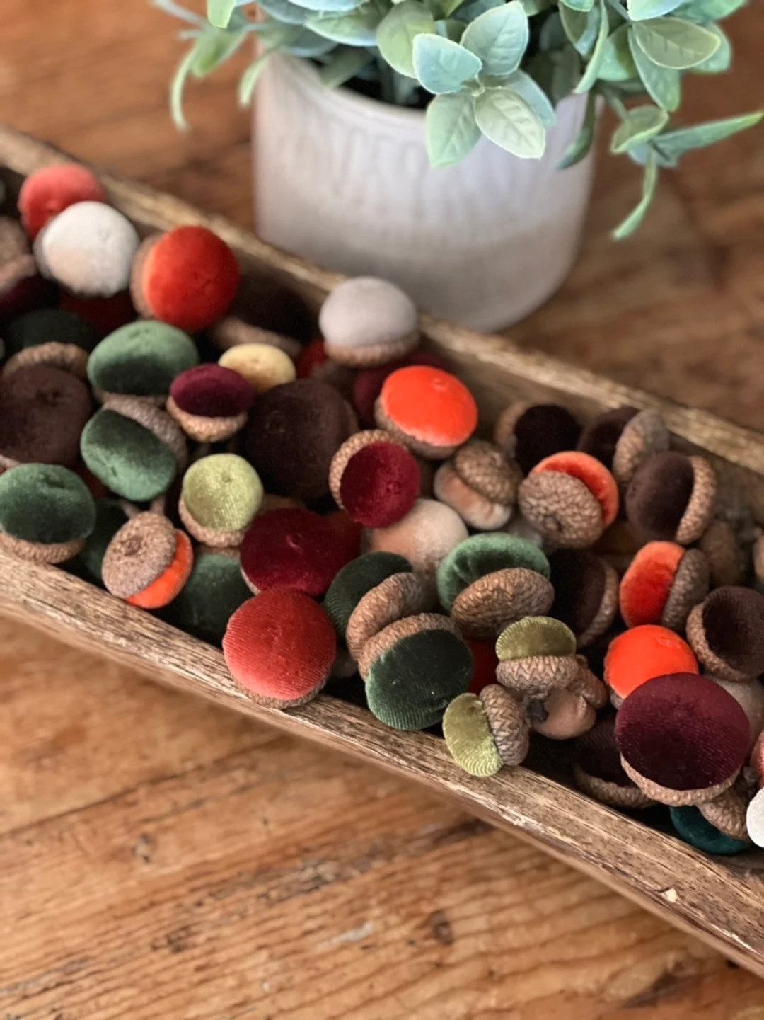 Set of Velvet Acorns with real acorn caps | Etsy (US)