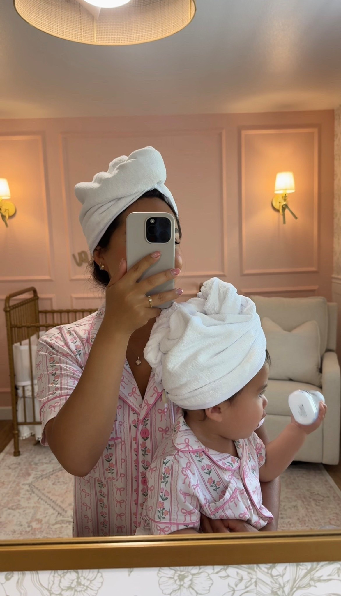Matching pajamas and towel wrap 