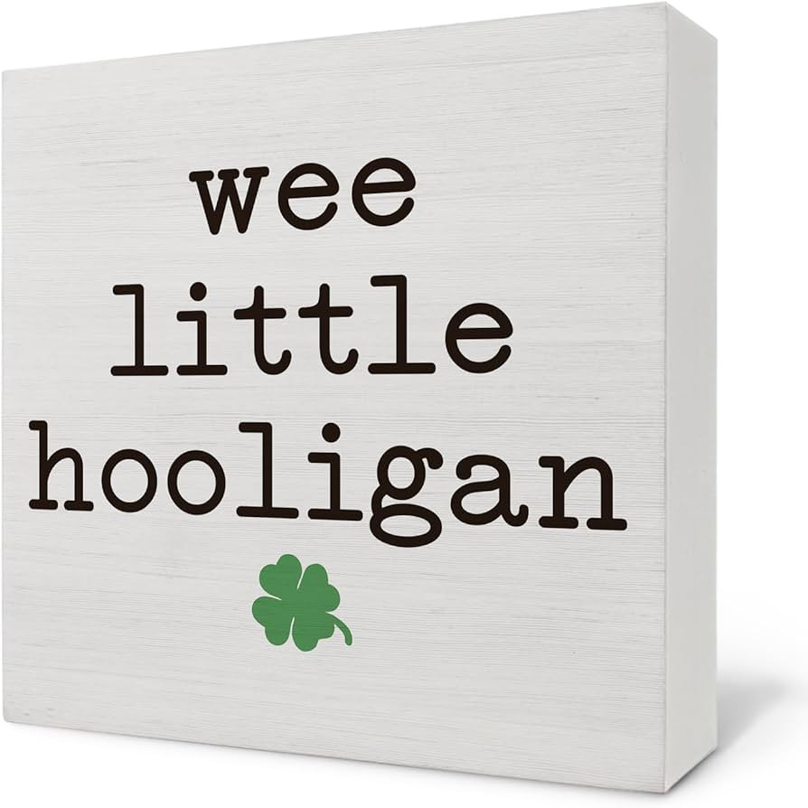 St Patrick's Day Sign, Wee Little Hooligan St Patrick's Day Wooden Box Sign, St Patrick's Day Woo... | Amazon (US)