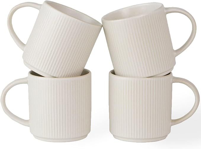 famiware Coffee Mug Set for 4, Star 12 oz Catering Mugs Cup Set with Handle for Coffee, Tea, Coco... | Amazon (US)