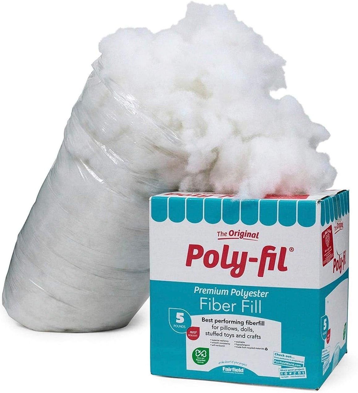 Fairfield The Original Poly-Fil, Premium Polyester Fiber Fill, Soft Pillow Filler, Stuffing for S... | Amazon (US)
