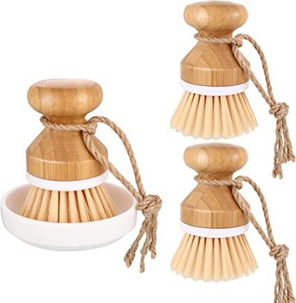 4-Piece Dish Brush Set Include 3 Pieces Bamboo Palm Dish Brush Cleaning Scrub Brush Household Pot... | Amazon (US)