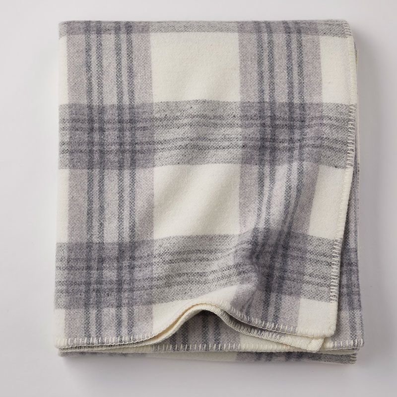 Ledge Plaid Merino Wool Throw Blanket - Gray, Size 54 In. X 72 In. | The Company Store | The Company Store