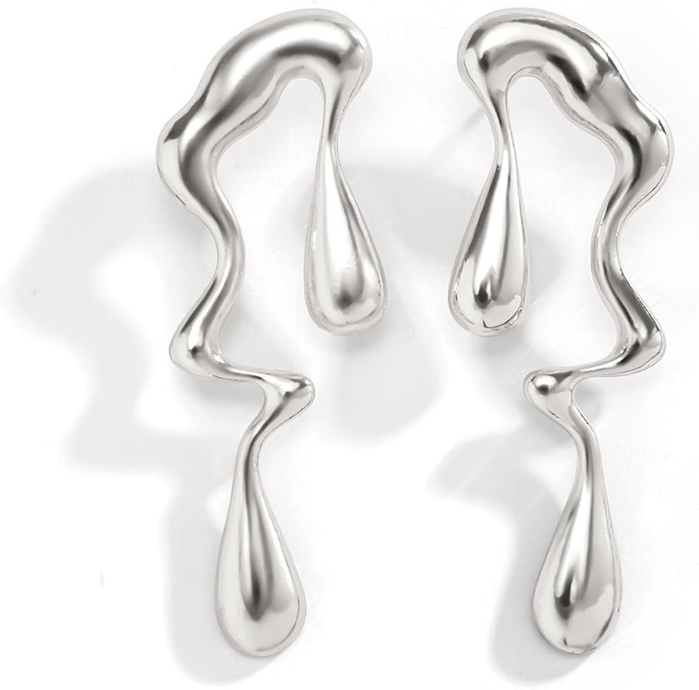 HETICA Irregular Drop Earrings for Women, Molten Liquid Design Drop Dangle Earrings, Women's Pers... | Amazon (US)