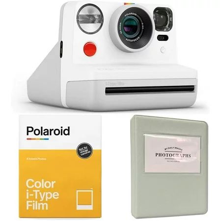 Polaroid Now i-Type Camera - White + Polaroid Color Film for i-Type (8 Exposures) + Album Holds 32 P | Walmart (US)