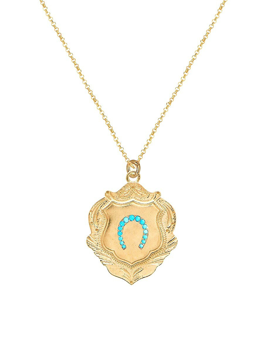 Gabi Rielle Women's Love In Bloom 14K Goldplated Sterling Silver & Crystal Horseshoe Shield Necklace | Saks Fifth Avenue OFF 5TH