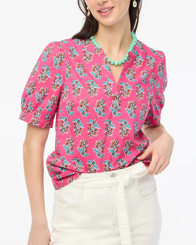 Printed short-sleeve poplin top | J.Crew Factory