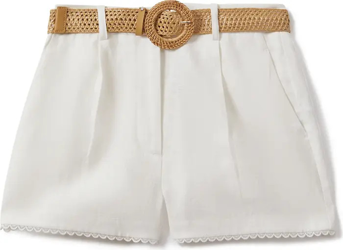 Belle Lace Trim Linen Shorts | Nordstrom