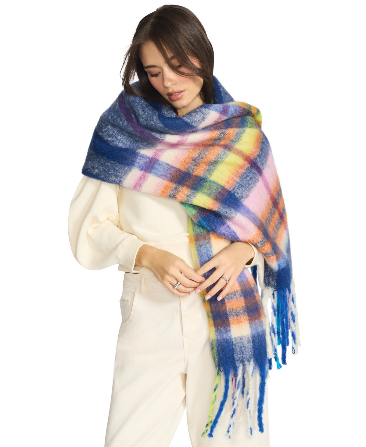 Steve Madden Women's Lofty Fringe Scarf - Cobalt | Macy's
