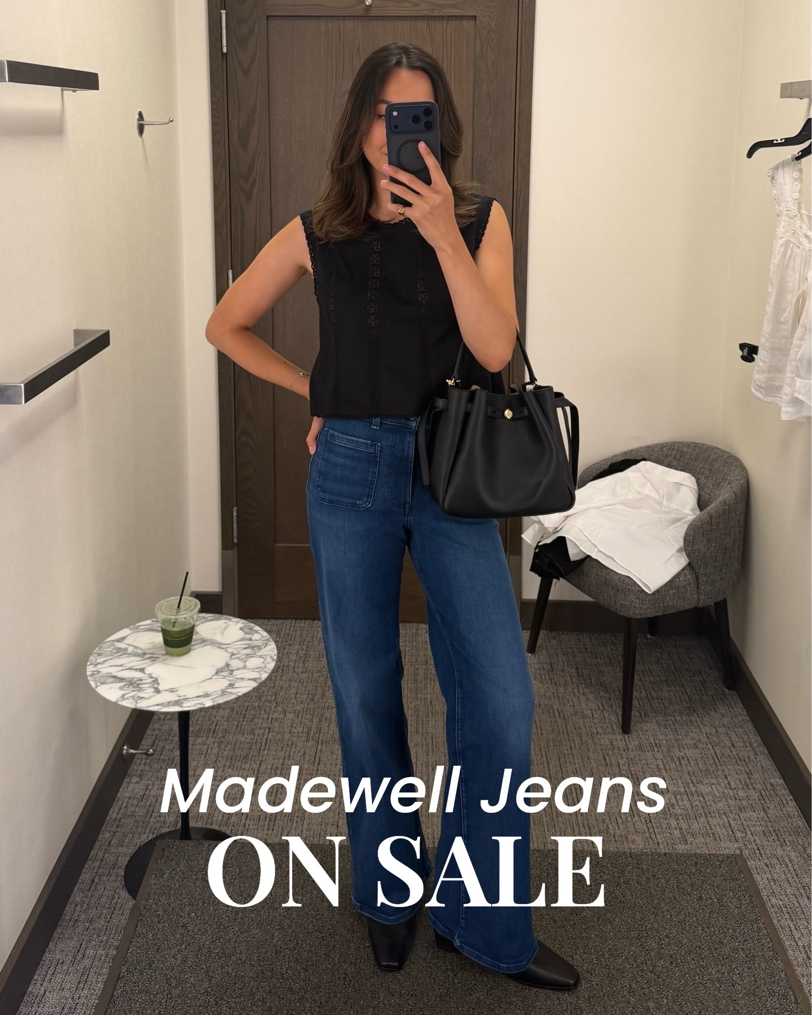 This outfit is on sale! 

Madewell Emmy patch pocket wide leg jeans — Wearing the standard length (I’m 5’4”), 30% off with code REFRESH
Madewell Top — xs, 30% off with code REFRESH
Tory Burch bucket tote 
Steve Madden defne booties — on sale until 8/9! 

Fall outfit inspo / nsale / Nordstrom / Madewell

#LTKxMadewell #LTKSaleAlert #LTKootd