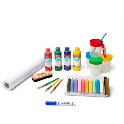 Melissa & Doug Easel Accessory Set - Paint, Cups, Brushes, Chalk, Paper, Dry-Erase Marker | Target