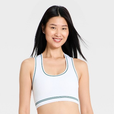 Women's Seamless Cable Knit Racerback Sports Bra - All In Motion™ White M | Target