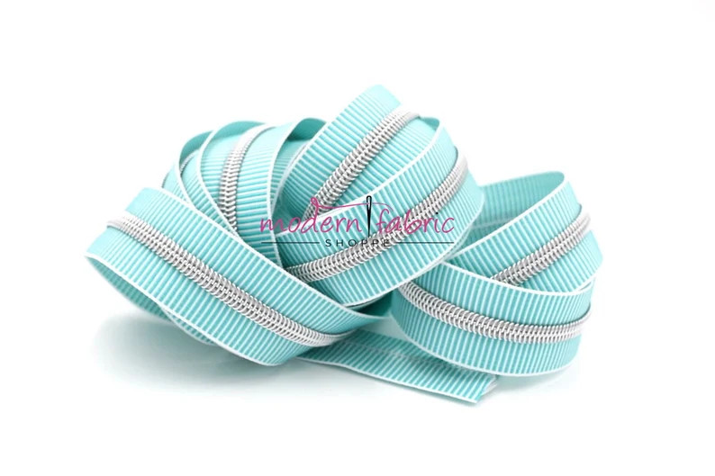 Teal/white ZEBRA Zipper 5 Zipper Tape With Silver Teeth With Your Choice of Pulls - Etsy | Etsy (US)