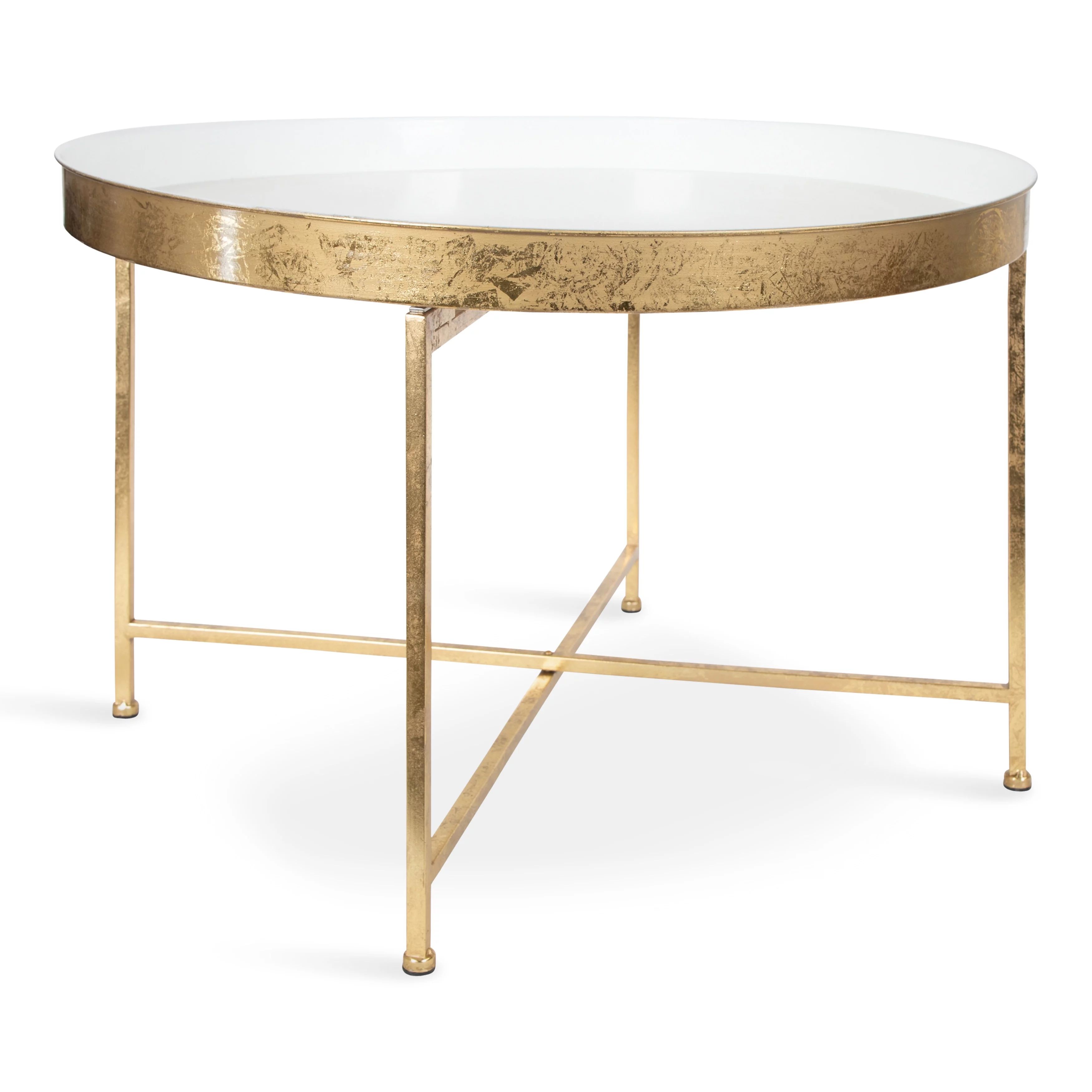 Kate and Laurel Celia Modern Glam Round Metal Coffee Table, 28.25" x 28.25" x 19", White and Gold... | Walmart (US)