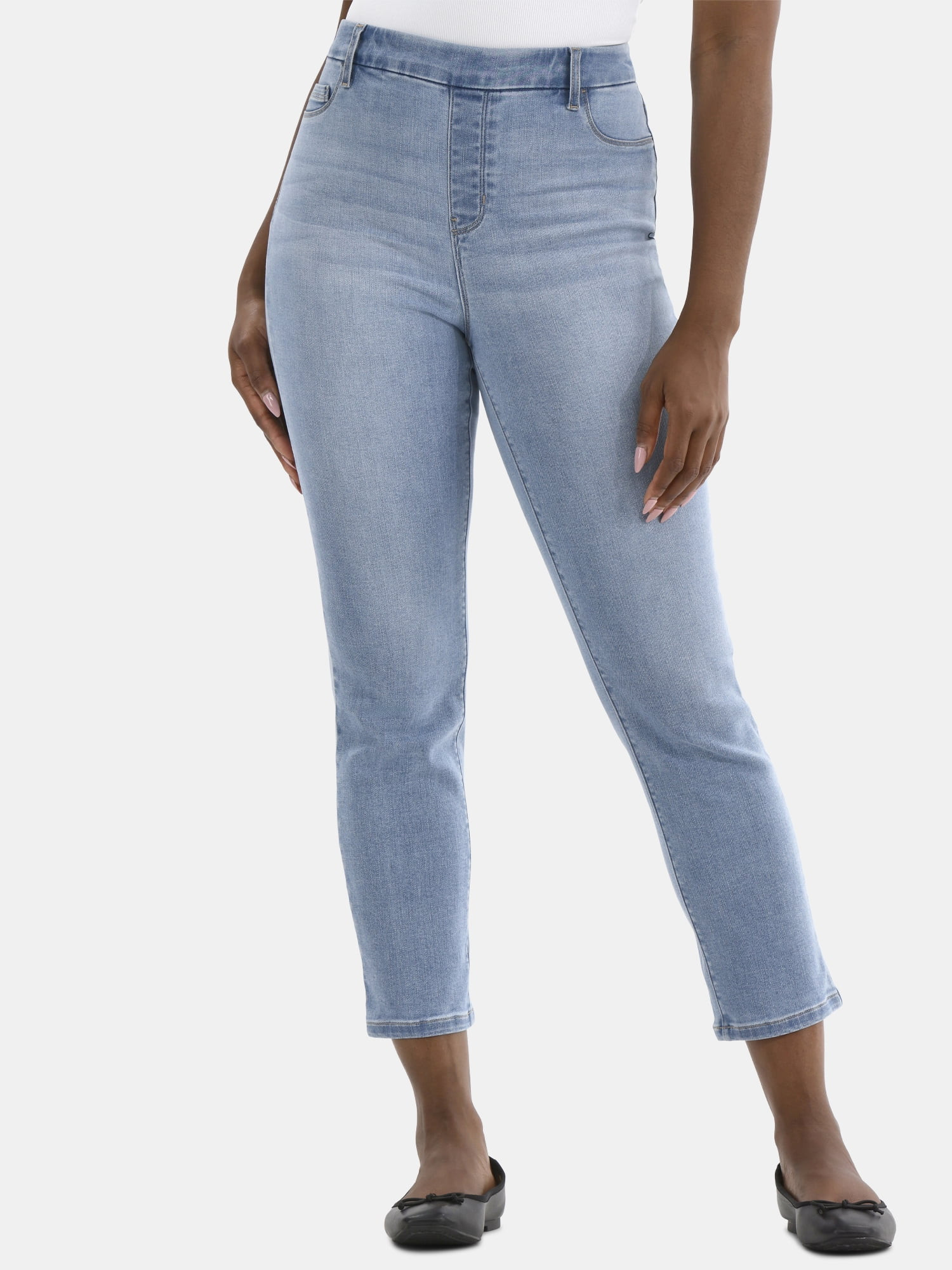 Time and Tru Women's High Rise Straight Leg Denim Jegging, 27.5" Inseam, Sizes XS-XXXL | Walmart (US)