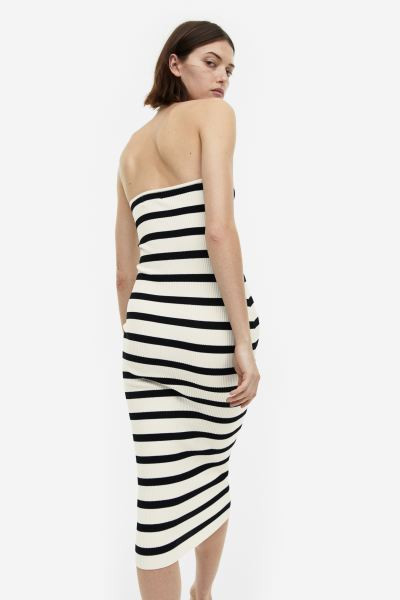 Ribbed Tube Dress - Cream/black striped - Ladies | H&M US | H&M (US + CA)