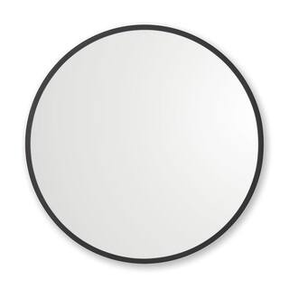 better bevel 36 in. W x 36 in. H Rubber Framed Round Bathroom Vanity Mirror in Black 19004 - The ... | The Home Depot