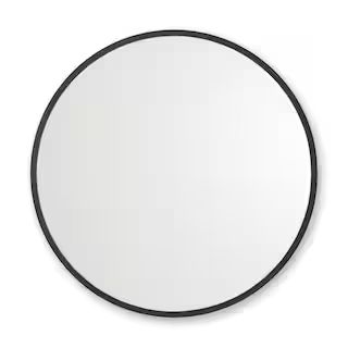 better bevel 36 in. W x 36 in. H Rubber Framed Round Bathroom Vanity Mirror in Black 19004 - The ... | The Home Depot