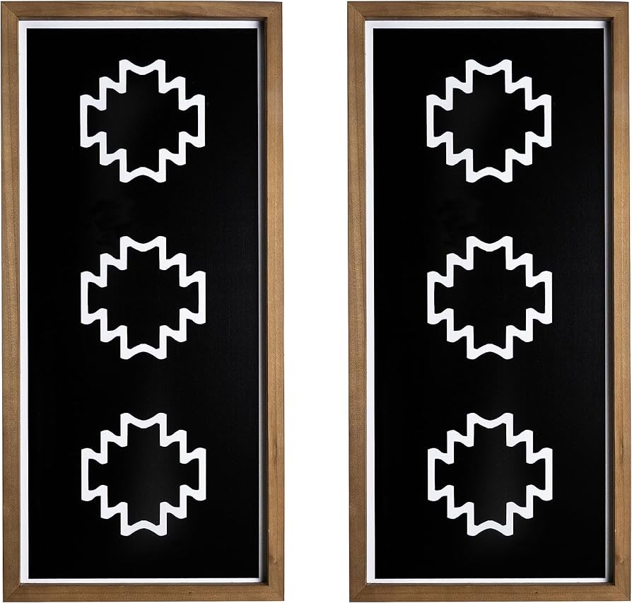flangairy Aztec Wall Decor Wood Southwestern Wall Art Frames American Native Tribal Black White B... | Amazon (US)