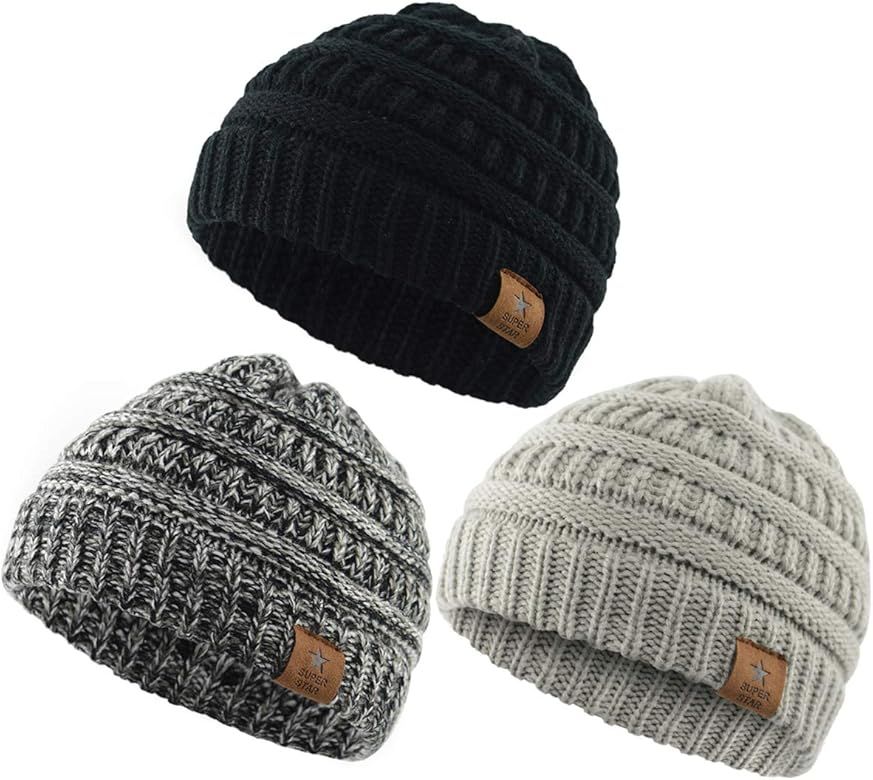 Zando Baby Beanies Infant Toddler Winter Hat Soft Warm Knit Hats Caps for Boys | Amazon (US)