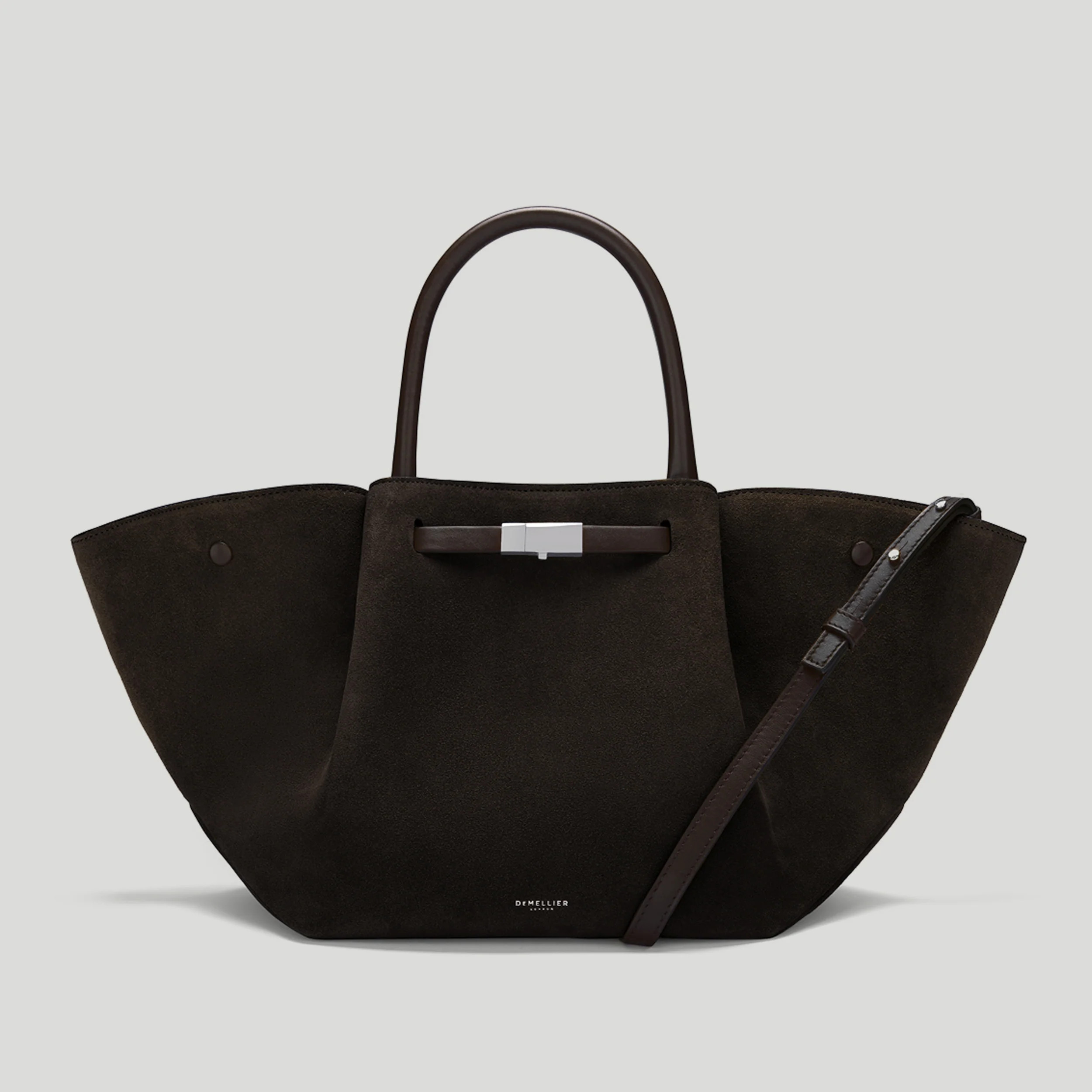 DeMellier The Midi New York in Dark Chocolate Suede Leather Shoulder bag | DeMellier