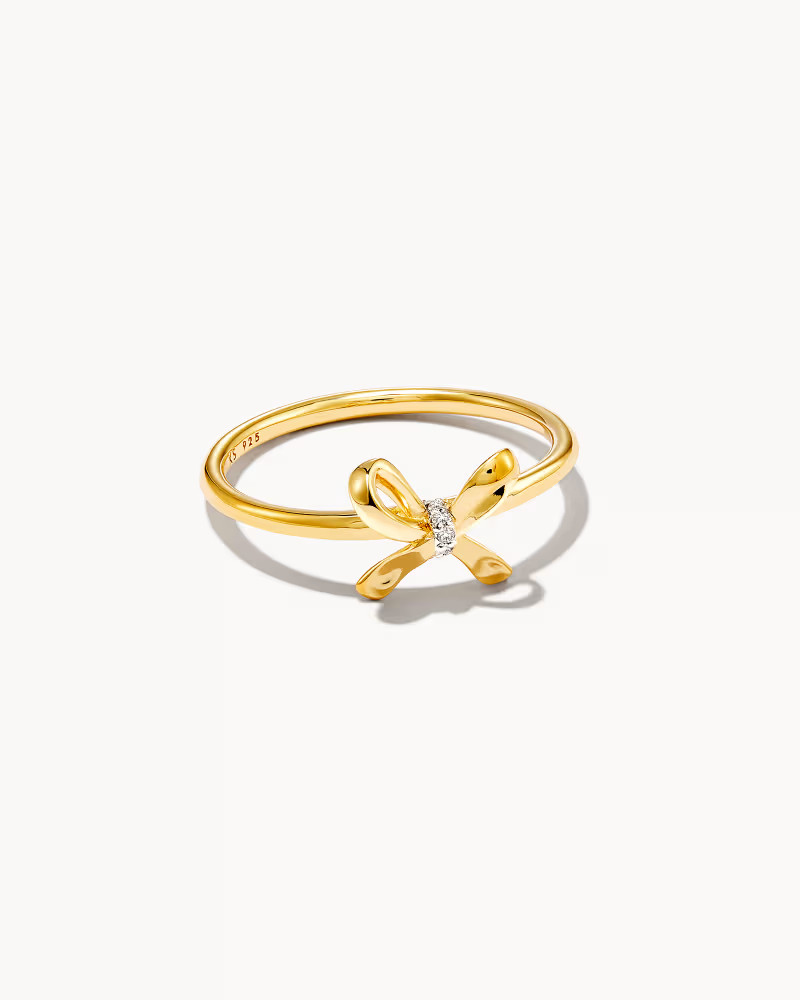 Bow 18k Yellow Gold Vermeil Band Ring in White Diamond | Kendra Scott