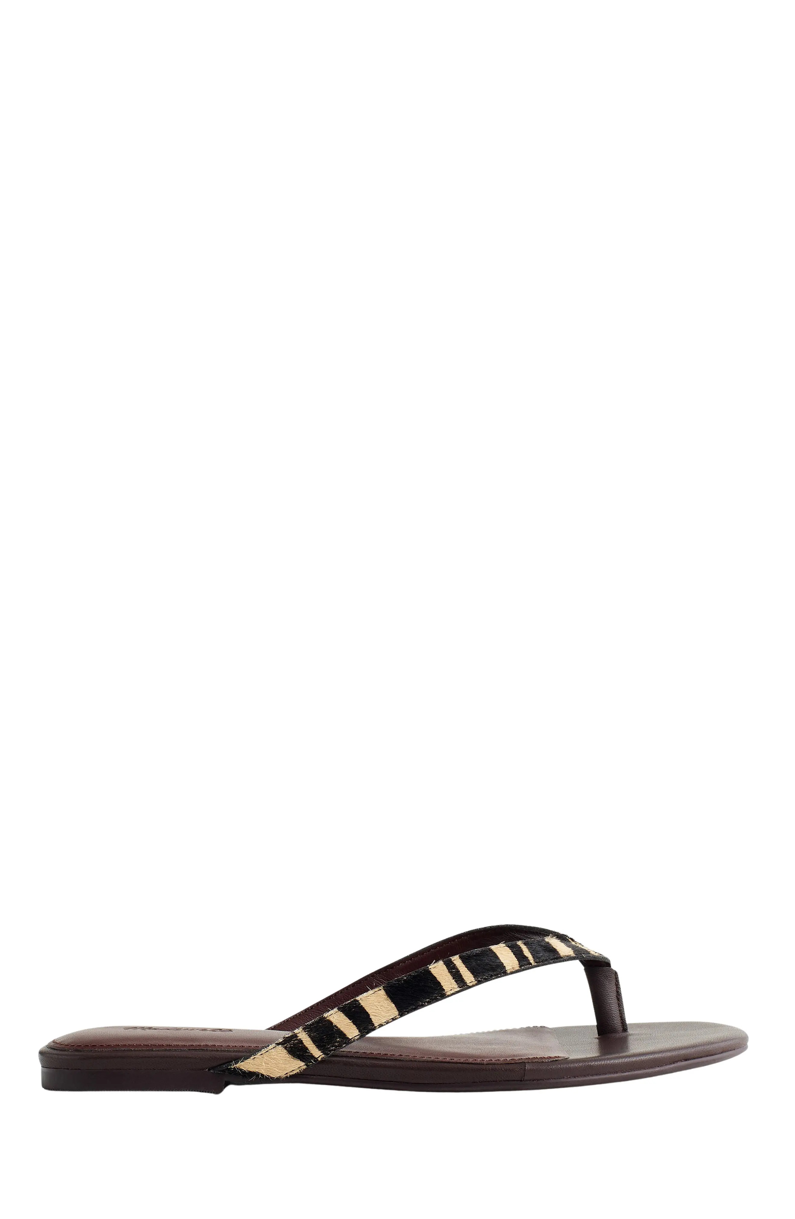 Madewell The Iggy Zebra Print Genuine Calf Halr Thong Sandal in Espresso Bean Multi at Nordstrom, Size 7.5 | Nordstrom