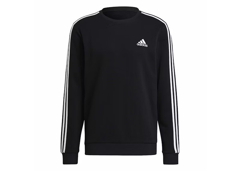Men's Adidas Essentials Fleece 3Stripes Sweatshirt in Black/White | StockX