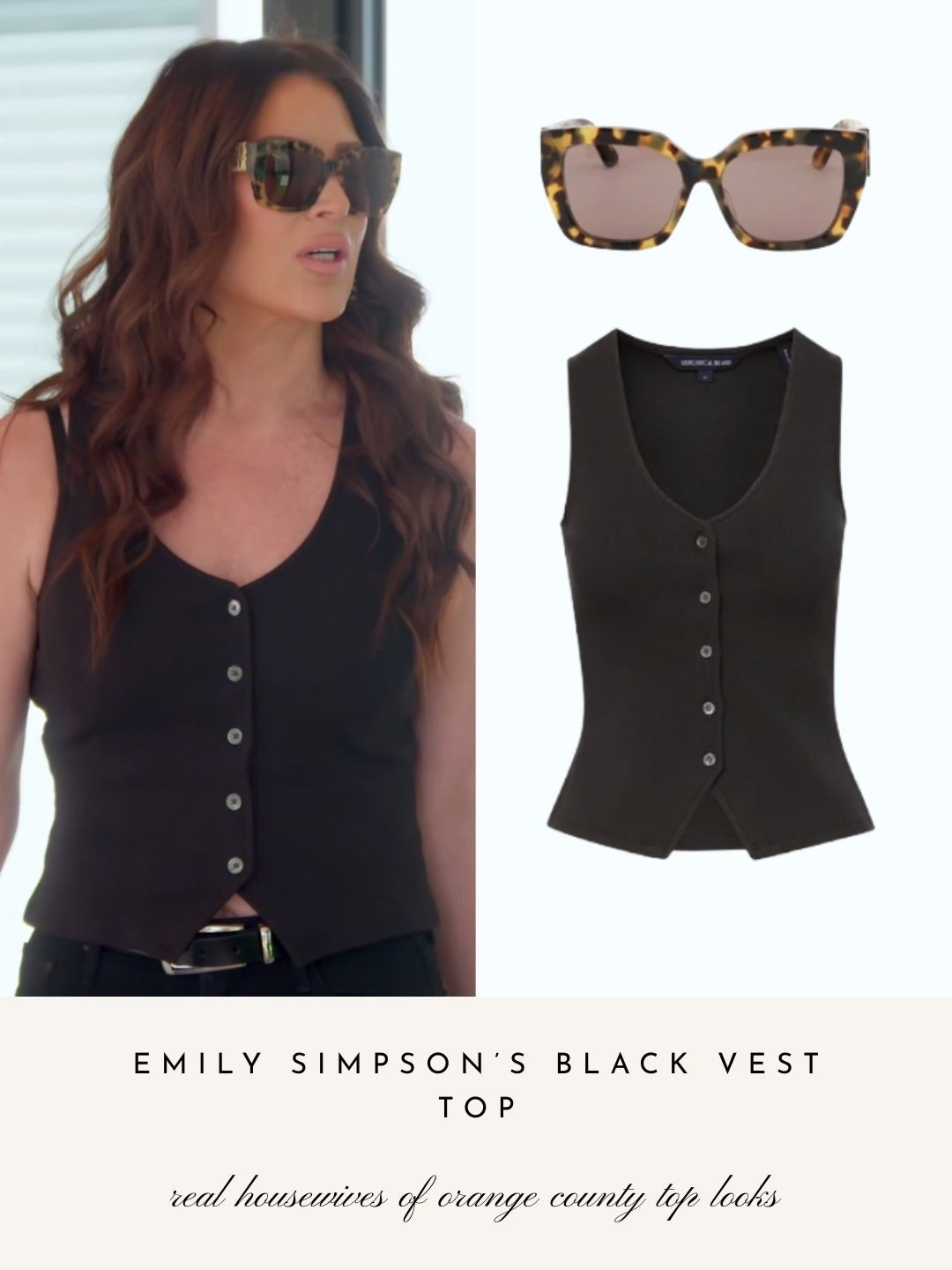 Emily Simpson’s Black Vest Top