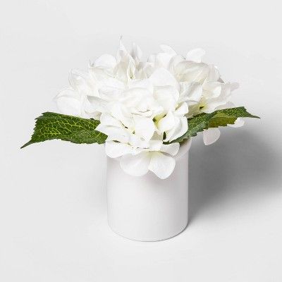 8.5" x 7" Artificial Hydrangea in Ceramic Pot White - Threshold™ | Target