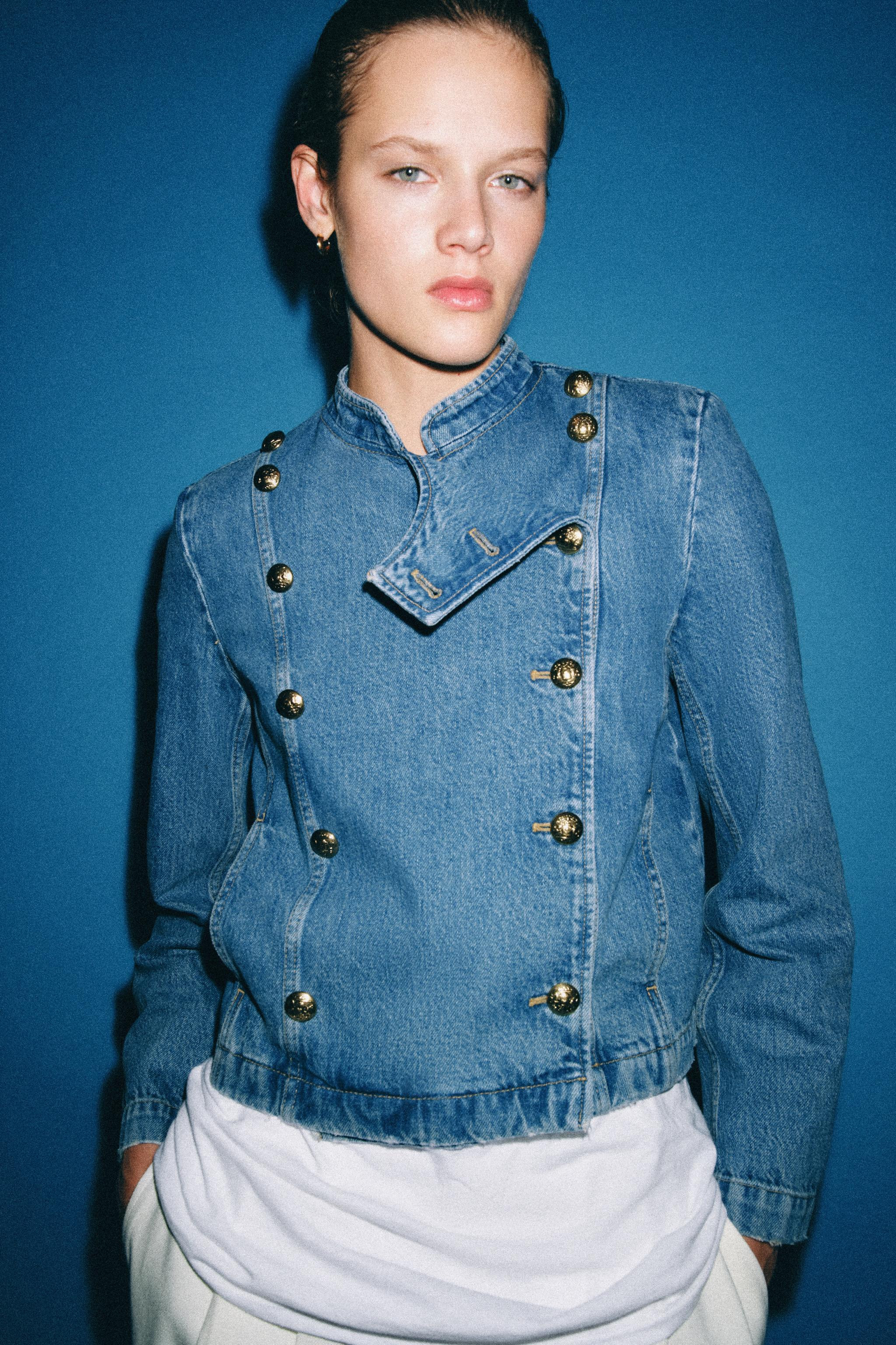 ZW COLLECTION SHOULDER PAD DENIM JACKET | Zara US