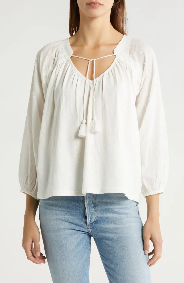 Long Sleeve Cotton Peasant Top | Nordstrom