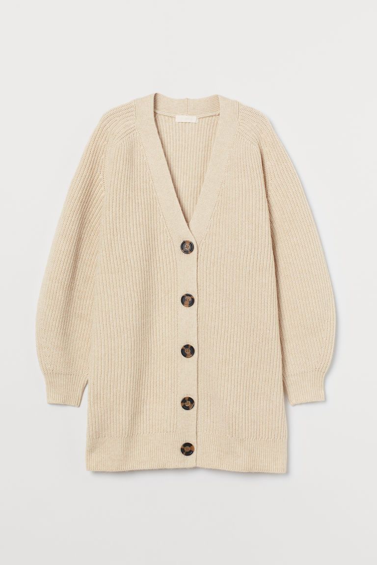 H & M - Rib-knit Cardigan - Beige | H&M (US)