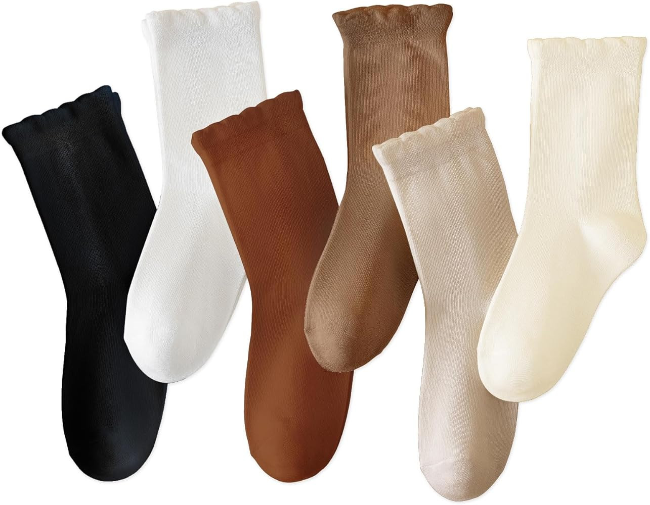 6 Pack Girls White Dress Scallop Socks for Toddlers and Kids - Cute Cotton | Amazon (US)