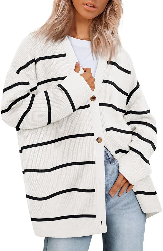LILLUSORY Women's Cardigan 2023 Open Front Oversized Button Lightweight Sweaters V Neck Loose Car... | Amazon (US)