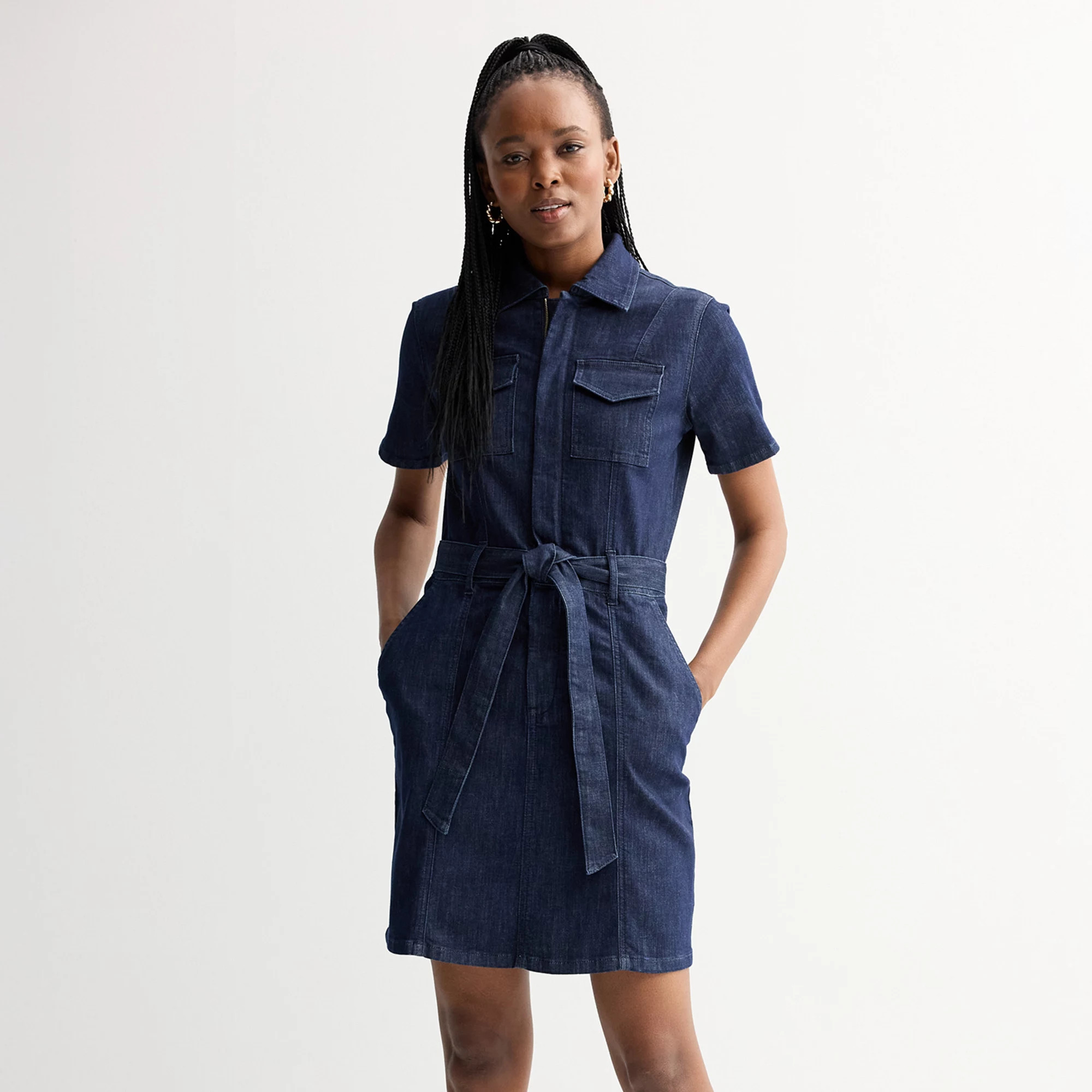 Women's Nine West Tie-Waist Denim Dress | Kohl's