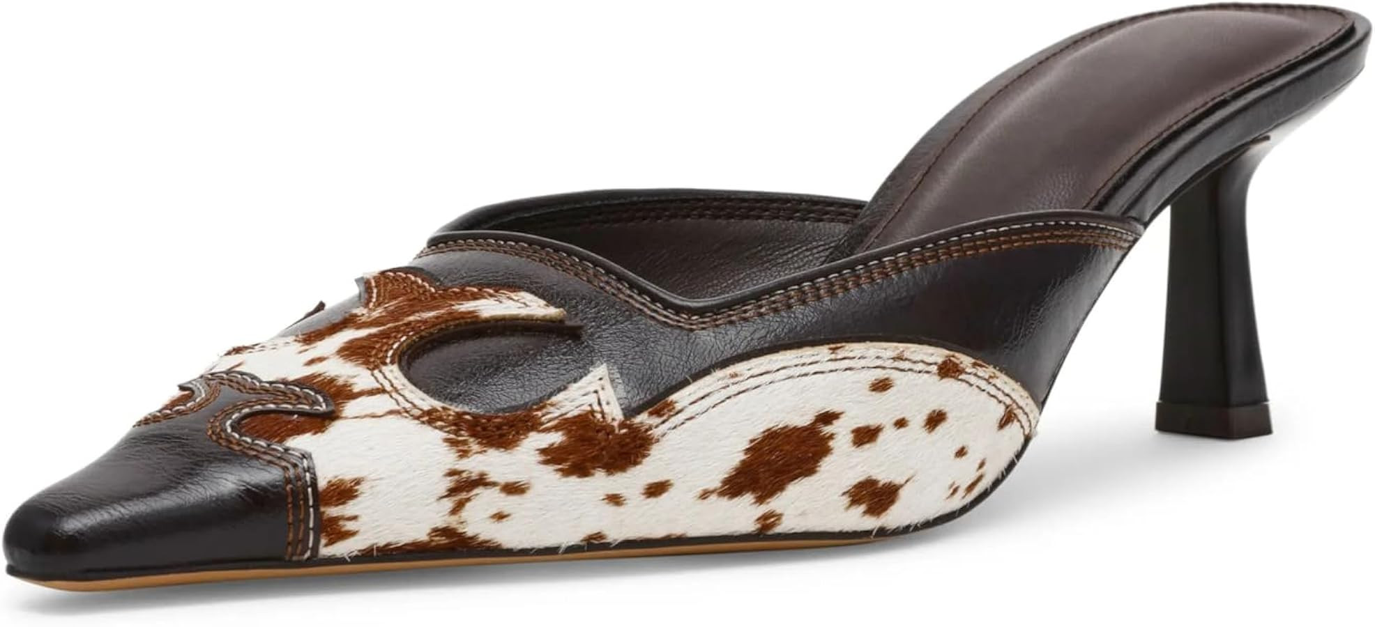 SOVANYOU Kitten Heel Mules for Women Pointed Toe Pumps Stitching Flame Design Close Toe Heels Com... | Amazon (US)