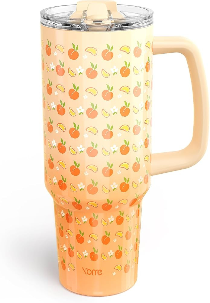 YOME 40 oz Summer Peach Tumbler with Handle and Flip Straw for Women | Stainless Steel Insulated ... | Amazon (US)