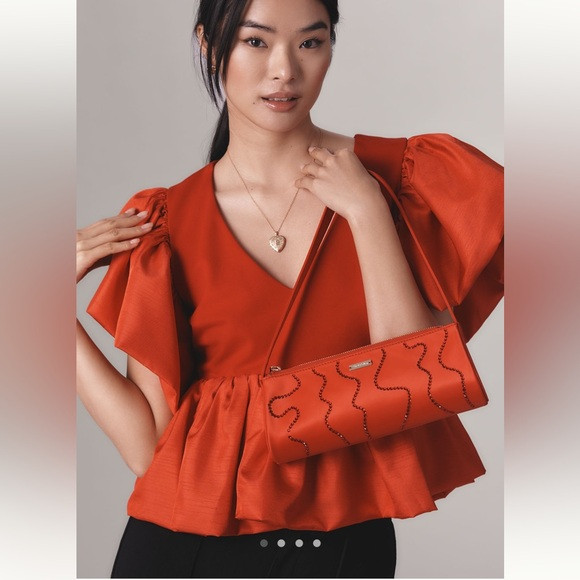 SUNDAY IN BROOKLYN ANTHROPOLOGIE RED SHIRT TOP BLOUSE SIZE S MSRP $88.00 NWT | Poshmark